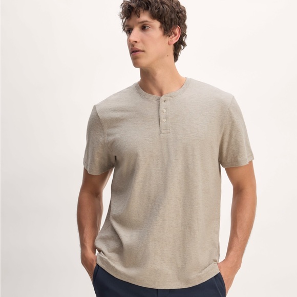 Everlane Shirt XS Cotton Slub Henley Tee Green - Picture 1 of 7